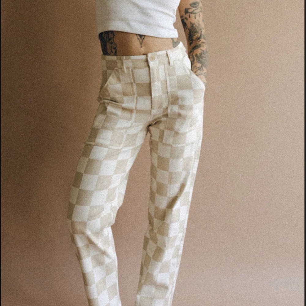 P&Co 304 Service Fatigue Checkered Pants in Stone